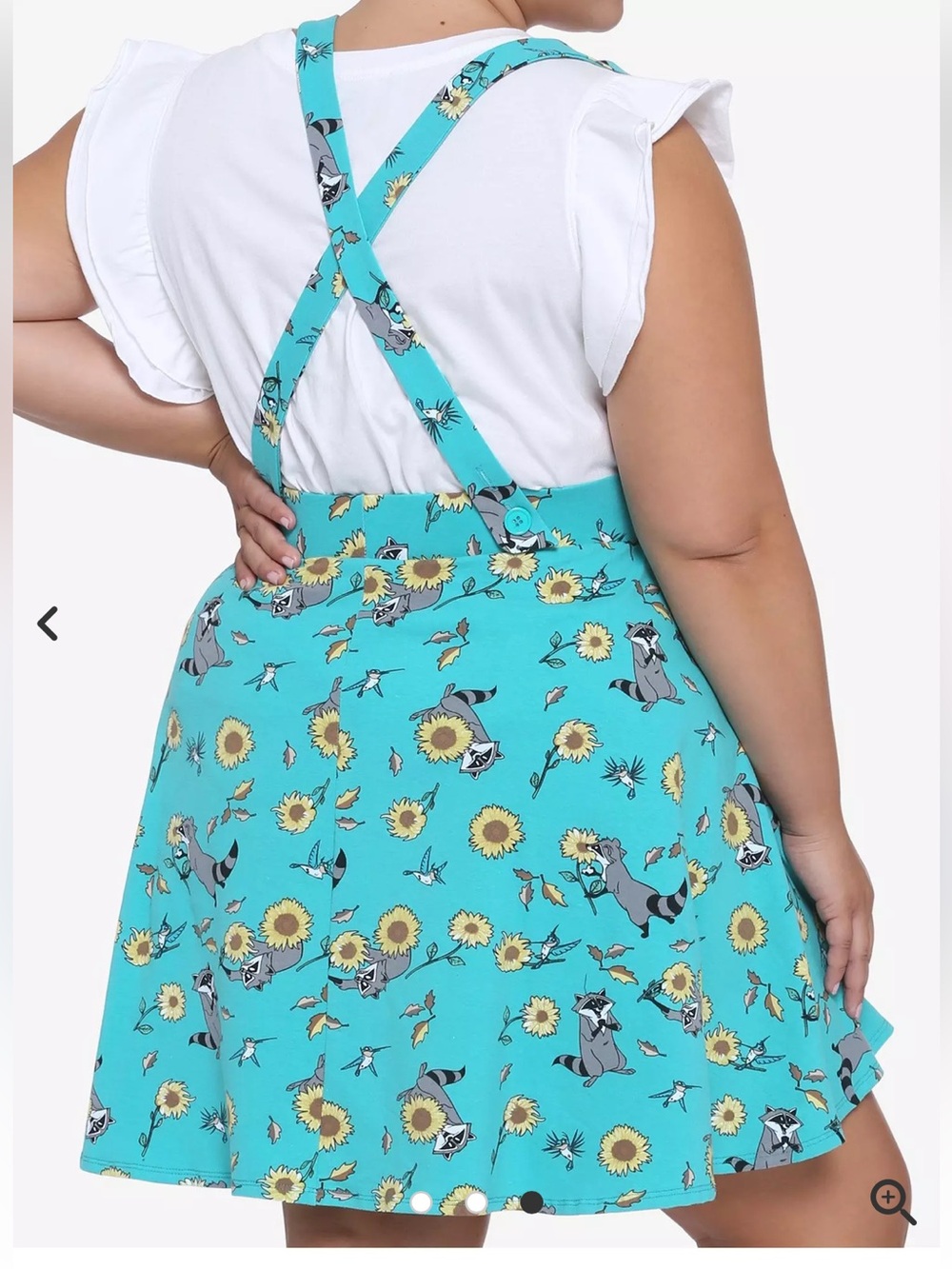 Disney Princess Pocahontas Meeko Flit  Turquoise Suspender Skirt Size 1X - Picture 3 of 11